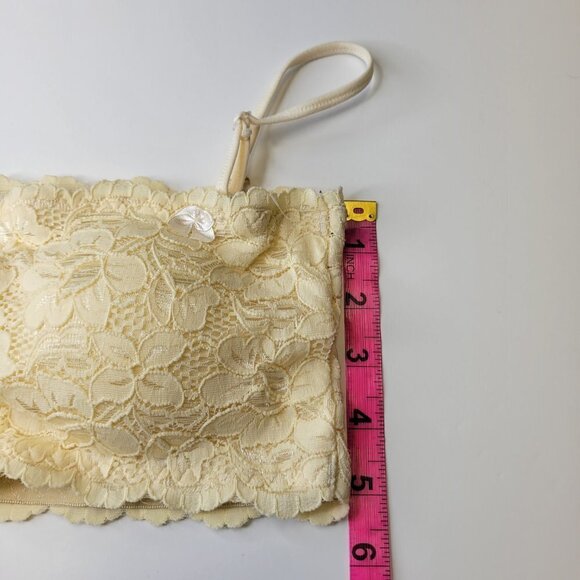 Sexy Cream Bralette Crop Top Lace Bandeau Adjustable Straps Removable Pads - NEW - Picture 7 of 14